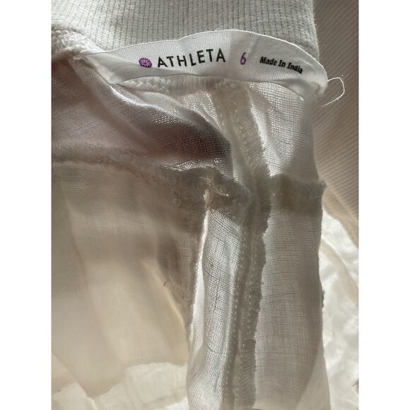 Athleta White Linen Ankle Pants Size 6 - Picture 3 of 3